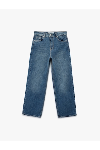 Koton Rahat Kalıp Pamuklu Geniş Paça Baggy Denim Pantolon - Baggy Jean Orta İndigo 6sal40102md İndigo