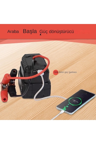 Geeksen Kış Uyumlu Araba Acil Başlatma Gücü, Çift Usb Çok Fonksiyonlu Taşınabilir Li-poly Batarya, Siyah