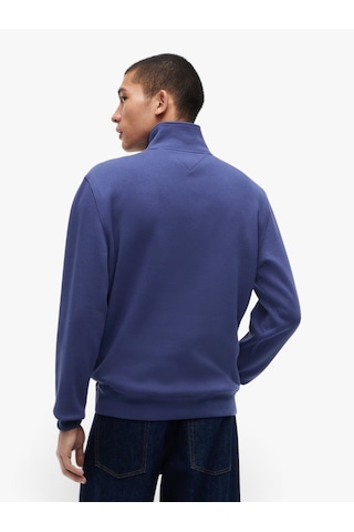 Tommy Hilfiger Tjm Reg Fleece Qz Mock Nck Ext Erkek Mavi Sweatshirt - Dm0dm20339