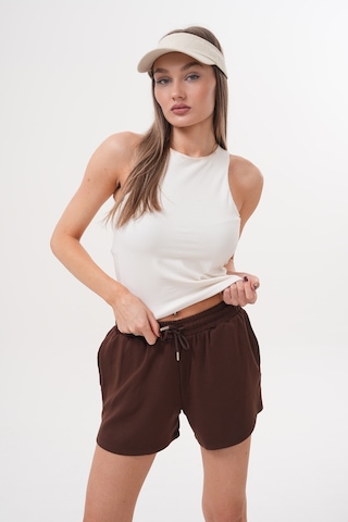 Genius Store Kadın Modal Şort Beli Lastikli Cepli Şort Modal-şort Kahverengi