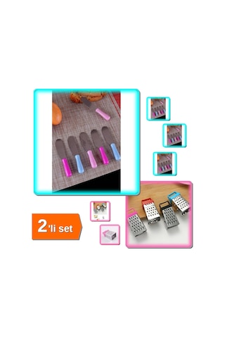 6 Adet Tereyağı Bıçağı Mini Spatula + 3 Fonksiyonlu Mıknatıslı Sarımsak Peynir Rendesi 8cm - 2li Set Diğer