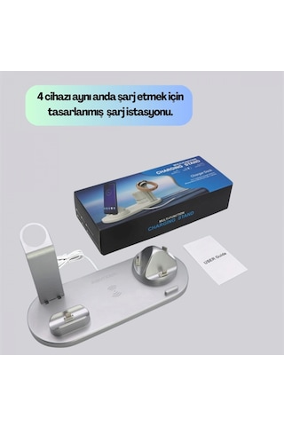 4 Cihazı Aynı Anda Şarj Edebilen Kablosuz Şarj İstasyonu Çok Yönlü Ve Pratik Tasarım 52226955