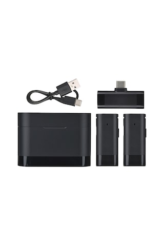 Hfambition Type-c Arayüzlü İki Mikrofonlu Kablosuz Kolluk Mikrofonu - Gürültü Engelleme Ve Şarj Kutusu İle Canlı Yayın/mülakat