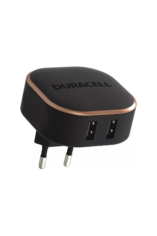 Duracell 2x2.4A USB Telefon/Tablet Şarj Cihazı Siyah