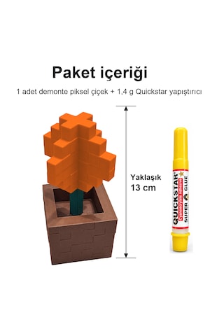 Piksel Alyum Biblo - 3d Baskı, Minecraft Esintili Turuncu