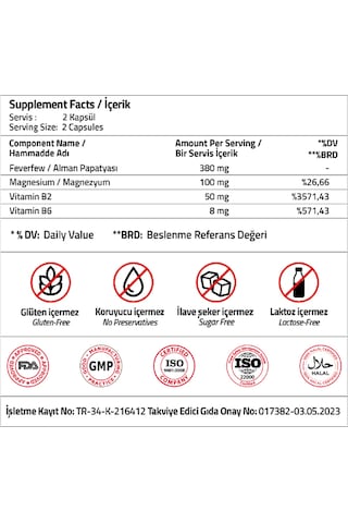 Feverfew 380 Mg 30 Capsules