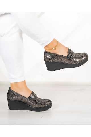 Erkan Saçmacı Taylor Gümüş Yılan Hakiki Deri Dolgu Topuklu Günlük Ayakkabı Gümüş