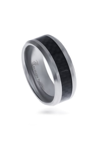 Erkek Siyah Desenli Tungsten Yüzük Siyah