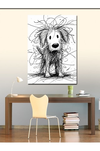 Kanvas Tablo Karakalem Köpek 70cmx100cm