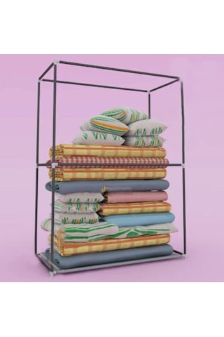 Arvenlive Çelik Profilli Yorgan Hurcu Bez Dolap Metal Portatif Yüklük