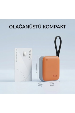 Bix Pb119 10000mah 20w Cep Boyu Dijital Göstergeli Mini Powerbank Taşınabilir Hızlı Şarj Cihazı Turuncu