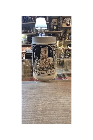 Vintage Alman Seramik Bira Kupası Godesburg Kabartmalı Koleksiyonluk Kupa