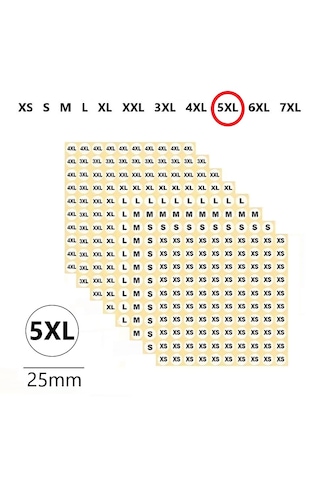 5xl Yapışkanlı Çapı-25mm Yuvarlak Beden Etiketi 210 Adet 200 Adet