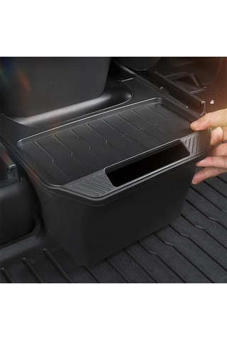 Tesla Model Y Çöp Kutusu Aksesuarları İçin Arka Orta Konsol Saklama Kutusu Düzenleyici, Renk: Siyah