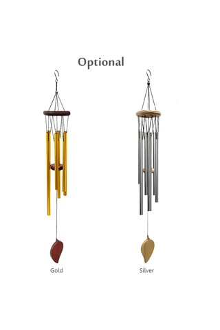 Ranyeek Alüminyum Ve Ahşap Konstrüksiyonlu 6 Borulu Rüzgar Çanı - Altın/gümüş Seçenekli Dekoratif Ses Aleti