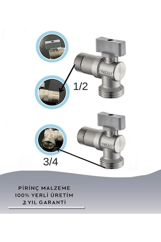 Küresel Çamaşır, Bulaşık Makina Musluğu - %100 Prinç Gri