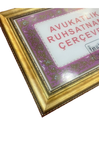 Avukatlık Ruhsatname Çerçevesi Gold Renk - 33x48 - Hakiki Camlı
