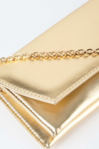 Vivaq Kadın Gold Rugan Zarf Tasarım 2 Bölmeli Mini Zincir Askılı Çıt Çıt Kapama Clutch Ve El Çantası