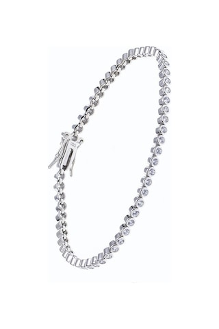 Zirkon Taşlı 925 Ayar Gümüş Suyolu Kadın Bileklik