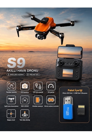 S9 Aerıal Drone Ekranlı Kumanda Fırçasız Motor 2.4g Rc Quadcopter Wi-fi Cam Fpv Canlı Yayın Engel Algılama Sabit Durma Katlanabilir Tek Tuşla Dönüş Çift Lens 50x Zoom Optik Akış Koruma S9 Aerıal Drone Ekranlı Kumanda Fırçasız Motor 2.4g Rc Quadcopter Wi-fi Cam Fpv Canlı Yayın Engel Algılama Sabit Durma Katlanabilir Tek Tuşla Dönüş Çift Lens 50x Zoom Optik Akış Koruma