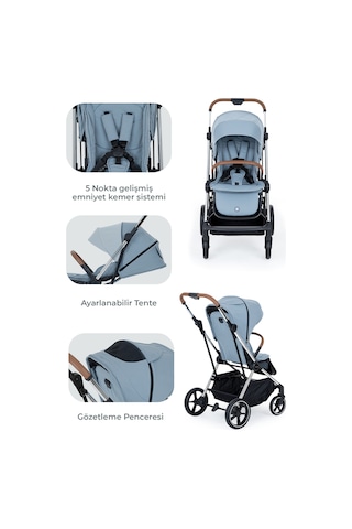Kanz Snap Autofold Travel Sistem Bebek Arabası Foggy Blue