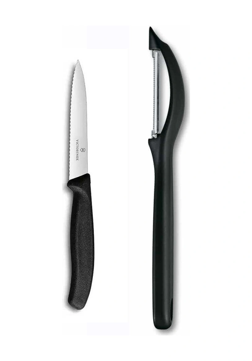 Victorinox Domates Soyacağı - 10 Cm Tırtıklı Sebze Meyve Bıçağı Siyah