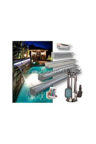 Rgb Ledli 200 CM 304 Kalite Paslanmaz Duvar Şelalesi+Pompa Dahil