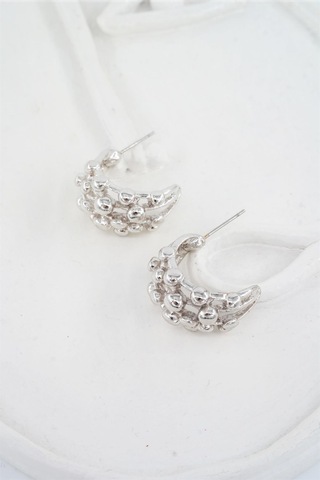 Kadın Özel Tasarım 2 Cm Bubble Küpe - Gümüş