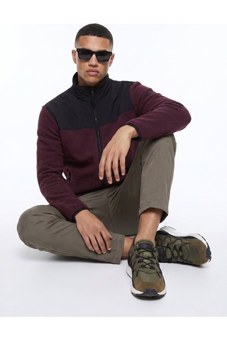 Discovery Expedition D6wm-swt3746 Mor Dik Yaka Jakarlı Erkek Polar Sweatshırt Mürdüm