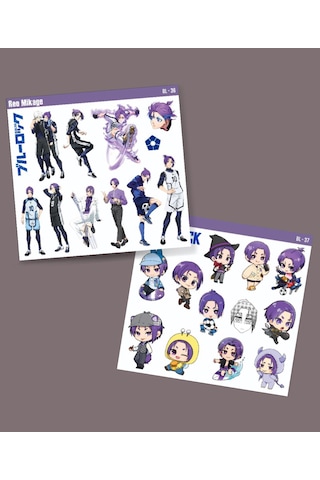 Bluelock-reo Mikage-parlak Kağıt -2li Sticker Set-telefon Süsleme Blue Lock Mor