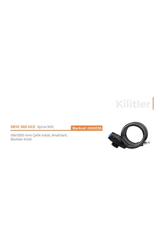 Xbyc 502 Spiral Kilit 80x1300 MM Yüksek Güvenlikli Bisiklet Kilid Gri - Siyah