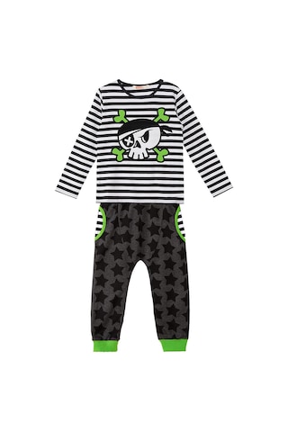 Korsan Kafa Çizgili Erkek Çocuk Kışlık T-shirt Pantolon Takım