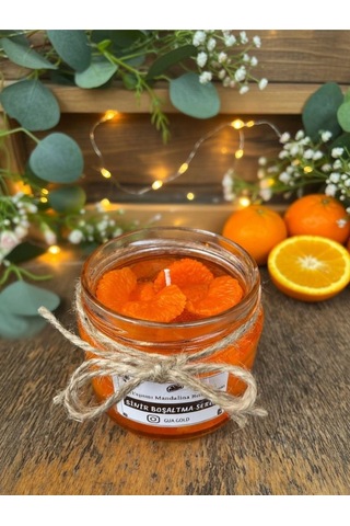 Mum Mandalina Esanslı Kavanoz Soya Wax Mum Turuncu