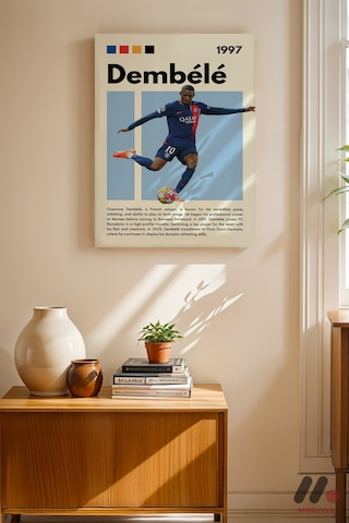 Dembele Futbol Posteri, Çerçevesiz Yüksek Kalite Duvar Afişi - Spor Severlere Hediye