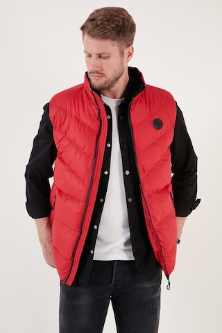 Buratti Slim Fit Suya Ve Rüzgara Dayanıklı Dik Yaka Şişme Erkek Yelek 649008 Kırmızı