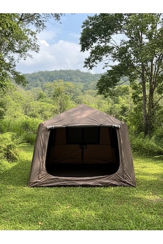 Fischer 6-8 Kişilik Tenteli Fresh&black Şişme Çadır Baca Çıkışlı 250x290x190cm Kahverengi