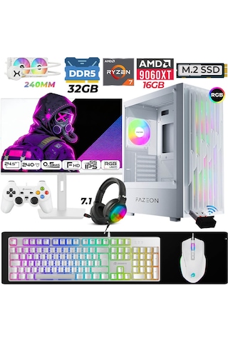 Fazeon Astra X660 R7-7700X 32 GB 1 TB M.2 NVMe SSD 16 GB RX9060XT 24.5" Free Dos Masaüstü Oyuncu Bilgisayarı
