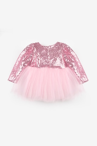 Le Mabelle Pembe Pullu Uzun Kollu Kız Bebek Elbise - Berry Pembe