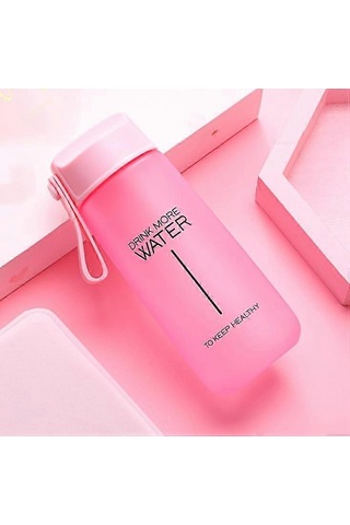 Su Bardağı Sevimli Plastik Taşınabilir Su Şişesi Öğrenci Seyahat Spor Su Bardağı - Renk: Şeftali Çok Renkli