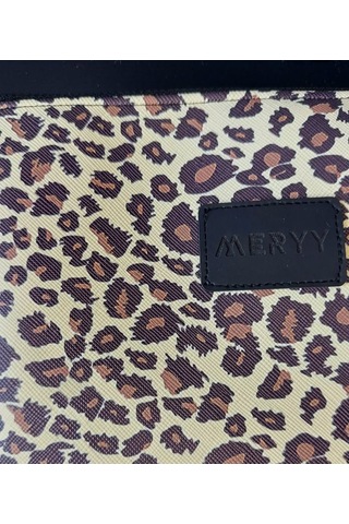 Meryy Collection Clutch Çanta Suni Deri Leopar