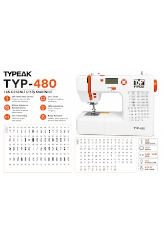 Typeak Typ-480 Elektronik Ev Tipi Dikiş Makinası Beyaz