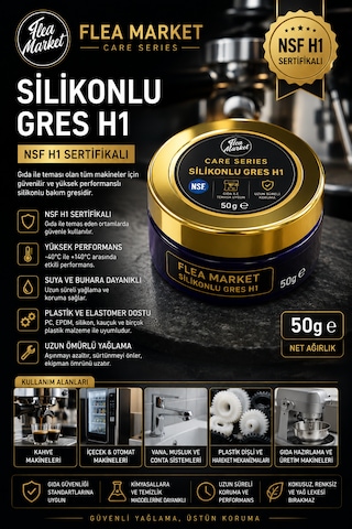 Kahve Makinesi, Gıda Makinesi, O-ring, Conta Ve Hareketli Parçalar İçin Profesyonel Bakım Gresi Nsf H1 Silikonlu Gres Beyaz - Şeffaf
