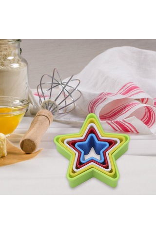 5pcs Yıldız Şekilli Kurabiye Kalıpları Mutfak Pişirme Aletleri İçin Renkli Plastik Bisküvi Kalıpları Çok Renkli