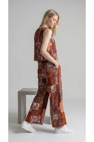 Nikitas Design Patchwork Desenli Viskoz İkili Takım Kiremit - Haki