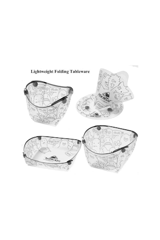 Yunboo Foldable Tek Kişilik Taşınabilir Besteçlik Seti: Yemek Tabağı, Fincan, Kahve Filtresi Ve Kesme Tahtası - Doğal Aktivitelere Uygun Beyaz