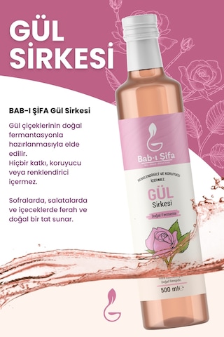 Bab-ı Şifa Doğal Fermente Gül Sirkesi 500 Ml Katkısız & Koruyucusuz Cam Şişe