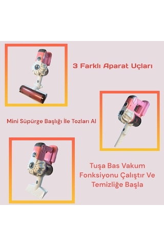 Pilli Sesli Model Çekme Özellikli Dikey Süpürge 75 Cm-vakumlu Süpürge 3 İn1 Oyuncak
