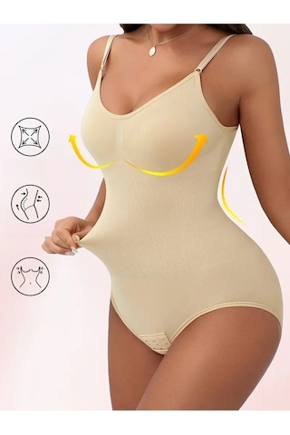 Mistirik Mamey Örme Kumaş Yapılı Toparlayıcı Çıtçıtlı Spor Korse Zıbın Ten Renk Ten