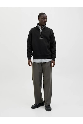 Jack & Jones 12278793 Jjesoho Sweat Qat Zıp Moonbeam Erkek Sweatshirt Bej