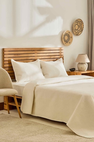 Kaşmir Home Arven Çift Kişilik Yatak Örtüsü Takımı Krem